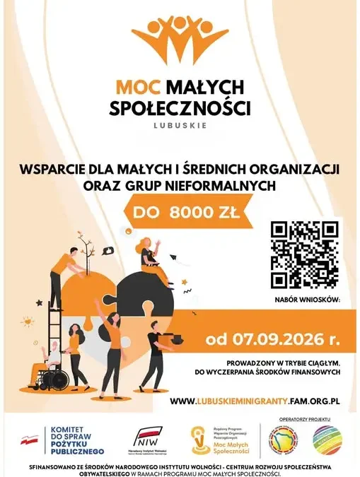 Do 8 000 zł na lokalne inicjatywy. Ruszył nabór w konkursie „Moc Małych Społeczności – Lubuskie”