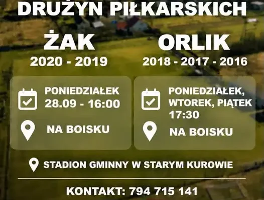 Treningi piłkarskie dla dzieci w Starym Kurowie – nabór do drużyn młodzieżowych