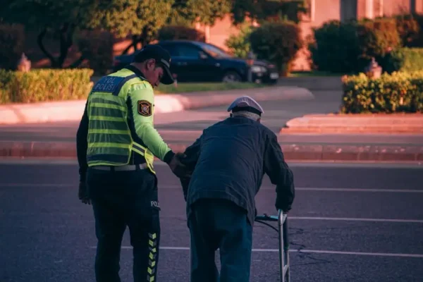 Policjanci ze Strzelec Krajeńskich pomogli seniorowi wymienić koło w Górkach Noteckich