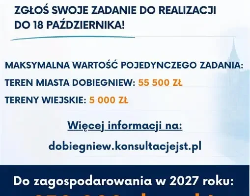 Budżet Obywatelski Dobiegniewa 2027: 250 tys. zł czeka na pomysły mieszkańców
