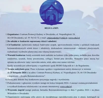 Konkurs plastyczny „Szopka Bożonarodzeniowa” w Drezdenku – zaproszenie dla dzieci i młodzieży