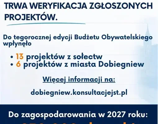 Budżet Obywatelski 2027 w Dobiegniewie: 19 projektów w weryfikacji