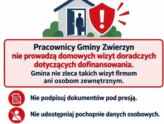 Ostrzeżenie przed fałszywymi doradcami programu „Czyste Powietrze” w gminie Zwierzyn